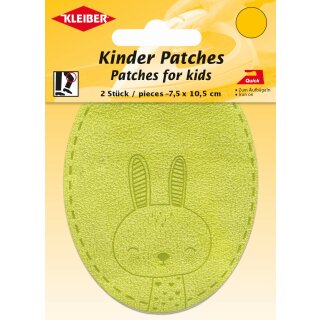 Kinder Bügel-Patch / Hase 2x 7,5 x 10,5 cm / hellgrün