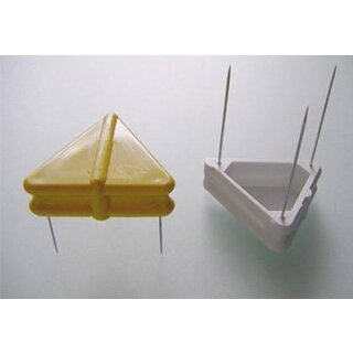 Dreiecknadelstecker 20 x 0,7 GELB Kunstsoff Größe 40x40x40 mm - RESTBESTAND - nicht mehr lieferbar