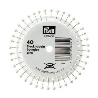 028601 Perlkopf-Stecknadeln 0,58 x 40 mm silberfarbig - ROS á 40 ST