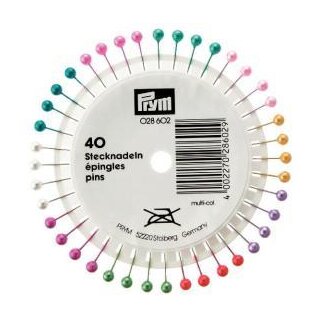 028620 Perlkopf-Stecknadeln 0,58 x 40 mm bunt sortiert - DOS á 10 G