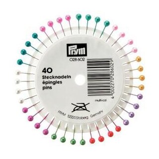 Abverkauf -028620 Perlkopf-Stecknadeln 0,58 x 40 mm bunt sortiert - DOS á 10 G