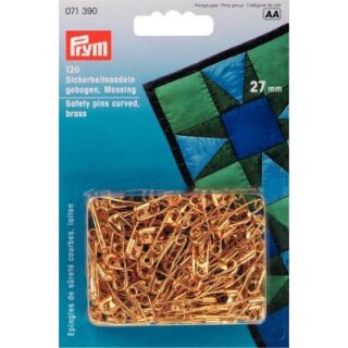 071390 Sicherheitsnadeln gebogen MS 27 mm goldfarbig - KTE á 120 ST