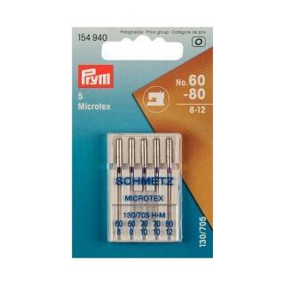 154940 Nähmaschinennadeln 130/705 Microtex 60-80 - KTE á 5 ST