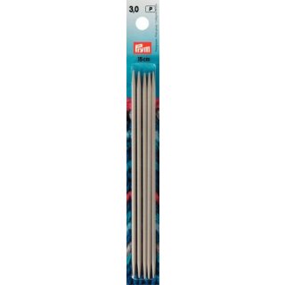 191363 Strumpfstricknadeln ALU 15 cm 3,00 mm grau - KTE á 5 ST
