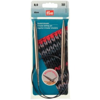 212212 Rundstricknadeln MS 60 cm 8,00 mm silberfarbig - BTL á 1 ST