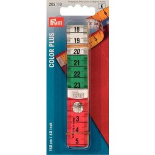 282118 Maßband Color Plus mit Knopf 150 cm 60 inch - KTE á 1 ST