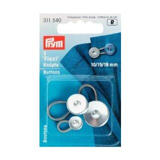 311540 Flexi-Knöpfe mit Schlaufe 10 + 15 + 19 mm - KTE á 3 ST