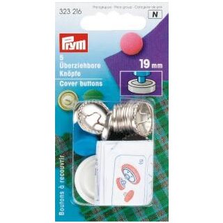 323216 Überziehbare Knöpfe mit Werkzeug MS 19 mm silberfarbig - KTE á 5 ST