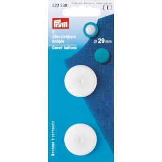 323238 Überziehbare Knöpfe KST 29 mm weiß - KTE á 2 ST