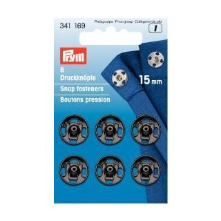341169 Annäh-Druckknöpfe MS 15 mm schwarz - KTE á 6 ST
