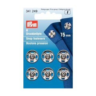 341249 Annäh-Druckknöpfe MS 15 mm silberfarbig - KTE á 6 ST