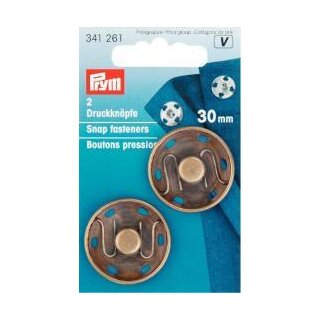 341261 Annäh-Druckknöpfe MS 30 mm altmessing - KTE á 2 ST