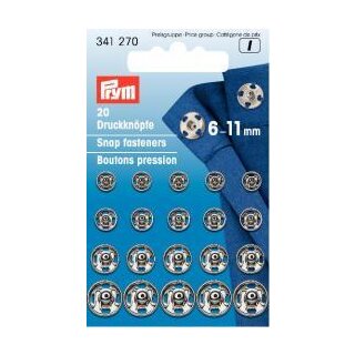 341270 Annäh-Druckknöpfe MS 6-11 mm silberfarbig - KTE á 20 ST