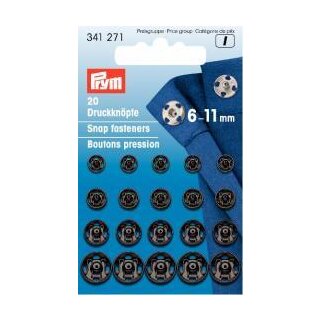 341271 Annäh-Druckknöpfe MS 6-11 mm schwarz - KTE á 20 ST
