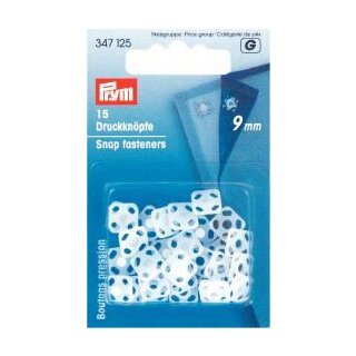 347125 Annäh-Druckknöpfe quadratisch KST 9 mm weiß - KTE á 15 ST