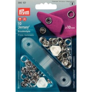390107 NF-Druckknopf Jersey Zackenring MS 10 mm silberfarbig - KTE á 10 ST