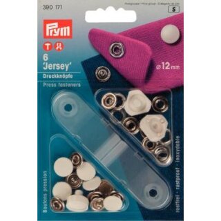 390171 NF-Druckknopf Jersey glatte Kappe MS 12 mm weiß - KTE á 6 ST