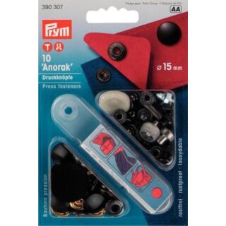 390307 NF-Druckknopf Anorak MS 15 mm schwarz - KTE á 10 ST