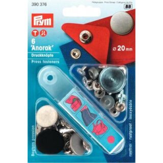 390376 NF-Druckknopf Anorak flach MS 20 mm alteisen - KTE á 6 ST