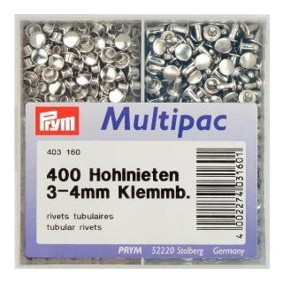 403160 Hohlnieten Klemmber. 3-4 mm MS silberfarbig - DOS á 400 ST
