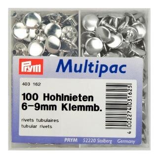 403162 Hohlnieten Klemmber. 6-9 mm MS silberfarbig - DOS á 100 ST