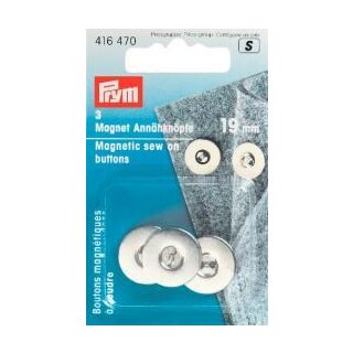 416470 Magnet-Annähknöpfe 19 mm silberfarbig - KTE á 3 ST