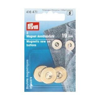416471 Magnet-Annähknöpfe 19 mm goldfarbig - KTE á 3 ST