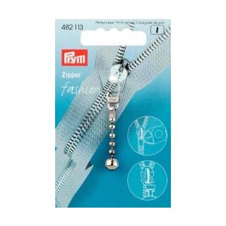 482113 Fashion-Zipper Kugelkette silberfarbig - KTE á 1 ST
