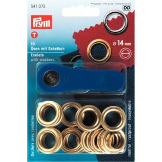 541373 Ösen und Scheiben MS 14,0 mm goldfarbig - KTE á 10 ST