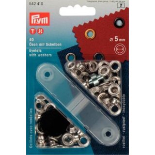 542420 Ösen und Scheiben MS 5,0 mm silberfarbig - DOS á 500 ST