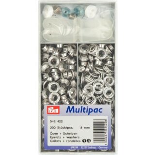 542422 Ösen und Scheiben MS 8,0 mm silberfarbig - DOS á 200 ST