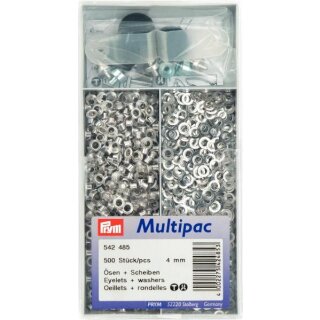 542485 Ösen und Scheiben MS 4,0 mm silberfarbig - DOS á 500 ST