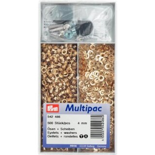 542486 Ösen und Scheiben MS 4,0 mm goldfarbig - DOS á 500 ST