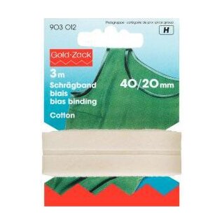 Abverkauf - 903012 Schrägband Baumwolle 40/20 mm rohweiß - KTE á 3 m