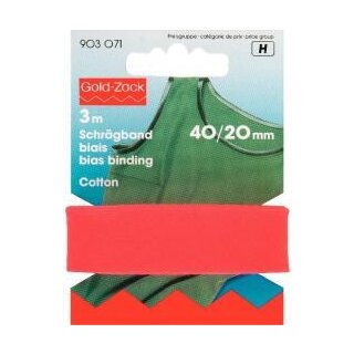 903071 Schrägband Baumwolle 40/20 mm rot - KTE á 3 M