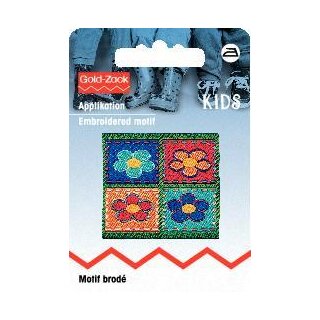 Abverkauf -925210 Applikation Patch 4 Blumen eckig - KTE á 1 ST
