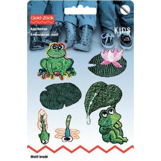 Abverkauf - 925379 Applikation selbstklebend/aufbügelbar Froschteich - KTE á 6 St