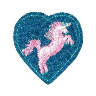 Abverkauf - 925417 Applikation Patch Herz mit Einhorn - KTE á 1 St