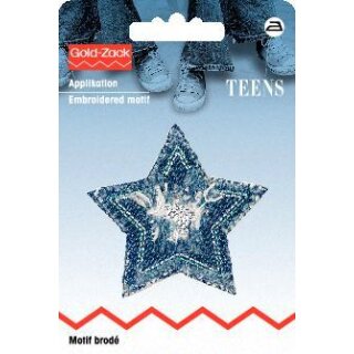 925602 Applikation Jeans Stern silber glänzend - KTE á 1 ST