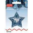 925602 Applikation Jeans Stern silber glänzend - KTE...