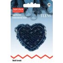 925611 Applikation Jeans Herz mit Blumen und Fransen -...