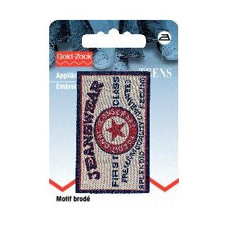 925677 Applikation Jeanslabel beige Rechteck Jeanswear First Class - KTE á 1 ST
