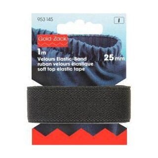 953145 Velour-Elastic 25 mm schwarz - KTE á 1 M