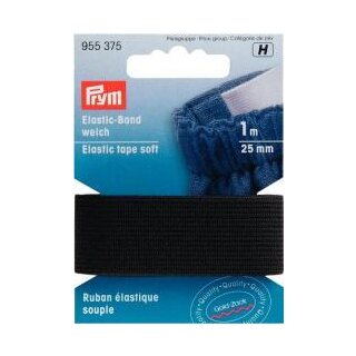 955375 Elastic-Band weich 25 mm schwarz - KTE á 1 M