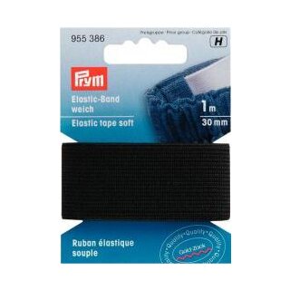 955386 Elastic-Band weich 30 mm schwarz - KTE á 1 M