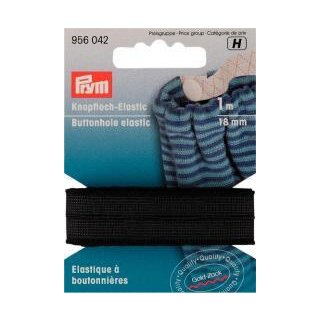 956042 Knopfloch-Elastic glattes Band 18 mm schwarz - KTE á 1 M