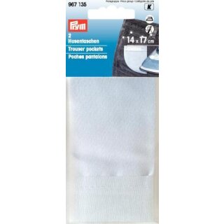 967135 Hosentaschen halb CO (bügeln) 14 x 17 cm weiß - KTE á 2 ST