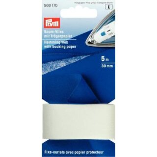 968170 Saumvlies mit Trägerpapier zum Einbügeln 30 mm weiß - KTE á 5 M