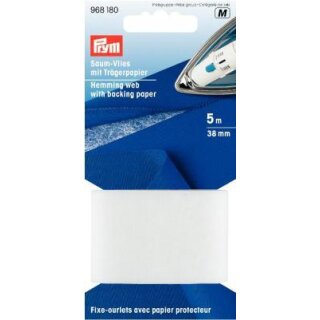 968180 Saumvlies mit Trägerpapier zum Einbügeln 38 mm weiß - KTE á 5 M