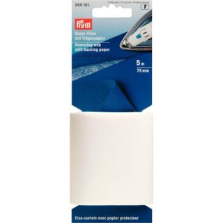 968183 Saumvlies mit Trägerpapier zum Einbügeln 75 mm weiß - KTE á 5 M